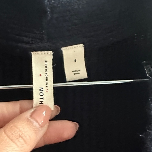 Moth by Anthropologie Navy Ribbed Front Tie Sweater Casual Cozy Women’s Small - Picture 4 of 9